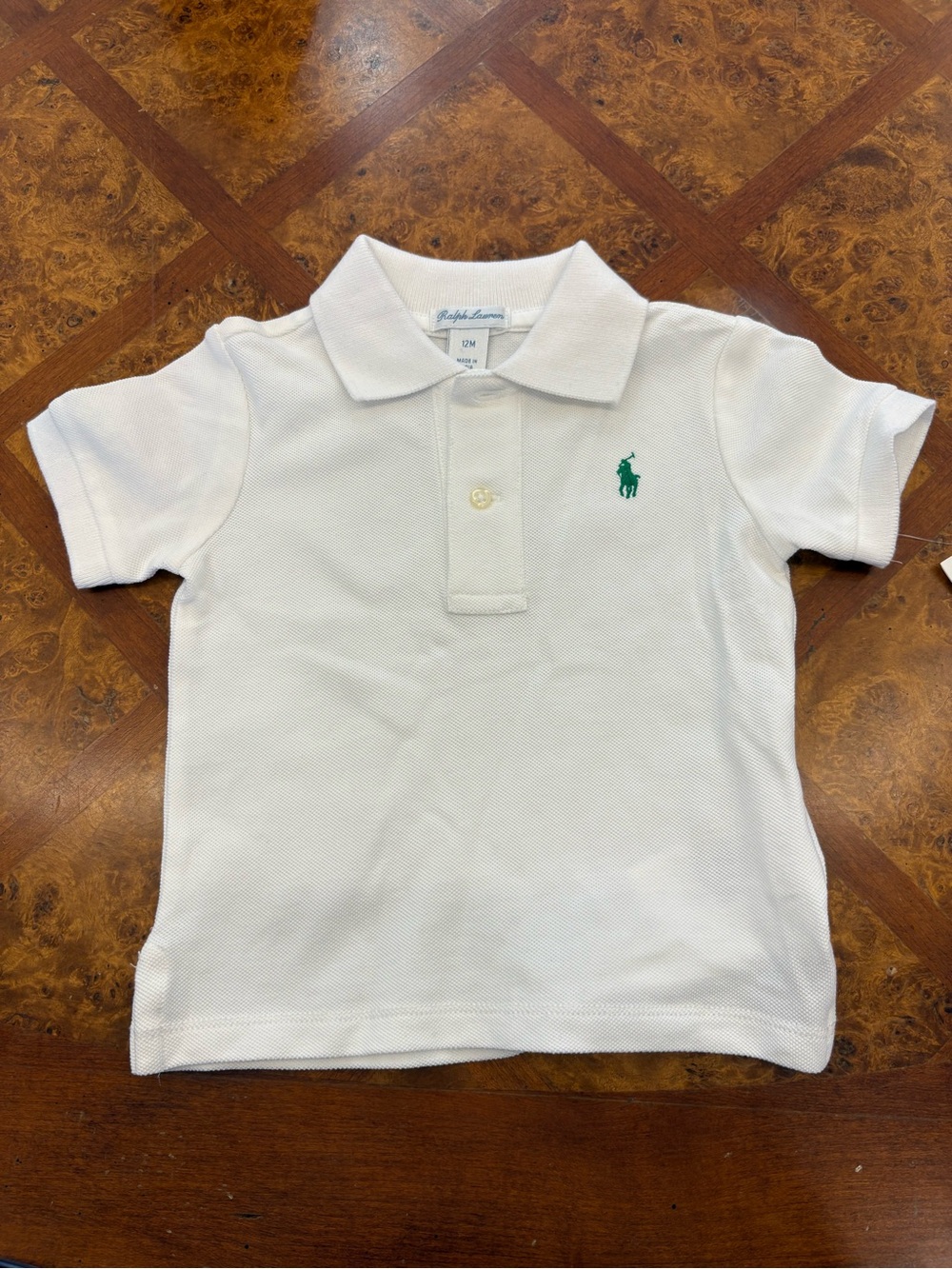 Ralph Lauren White Polo with Green Pony Logo - Kids
